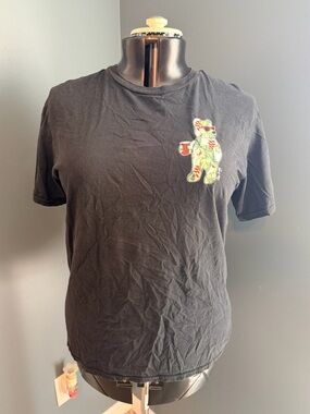 riot society Black Tee with Palm Graphic